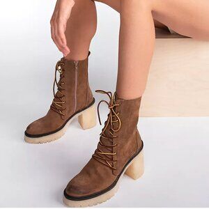 FREE PEOPLE Dylan Lace-Up Boots Taupe EU40